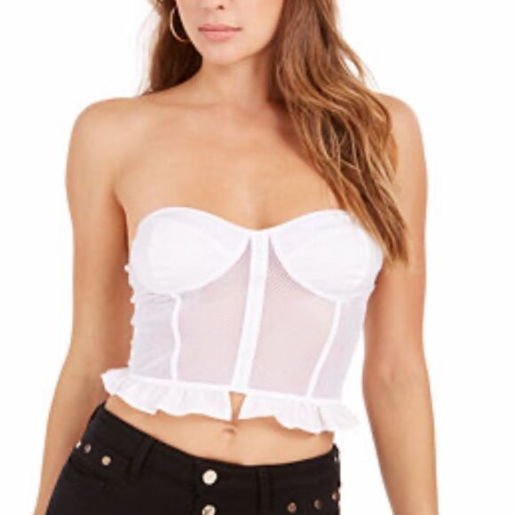 GUESS WOMEN’S STRAPLESS MESH CORSET TOP W/ SWEETHEART NECKLINE FORM FITTING NWT - Picture 2 of 6